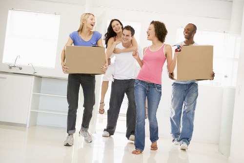 Office relocation planning in Finland with moving boxes and desks