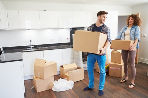 Boxes and moving supplies prepared for a home move in Finland