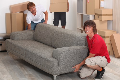 Professional movers handling apartment relocation in a Finnish city