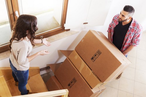 Professional movers handling furniture during a Finland removal service