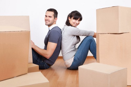 Packed household items ready for an international move to Finland