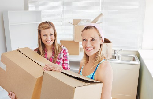 Moving boxes and household items prepared for man and van service