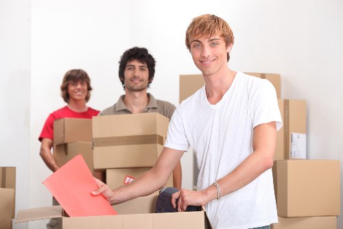 Packed boxes and furniture ready for a Finnish home move