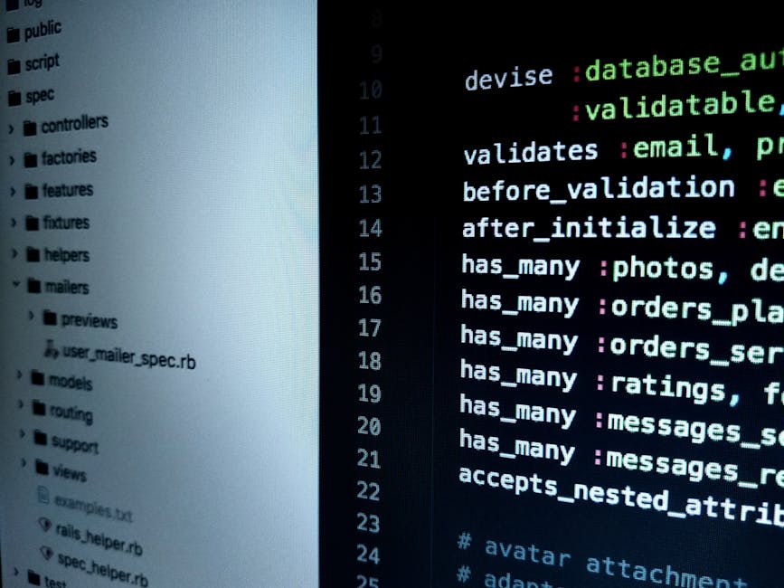 A computer screen displaying HTML code with visible tags such as <html>, <head>, <body>, and <title>. The code is highlighted in various colors, with some lines showing meta tags and stylesheet links.